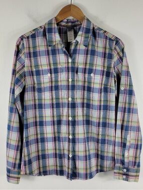 Patagonia Overcast Plaid UPF20 Flap Pocket Long Sleeve Button Up Shirt